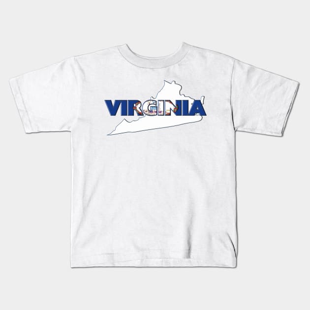 Virginia Colored State Letters Kids T-Shirt by m2inspiration